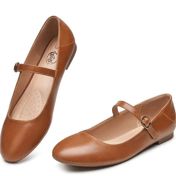 Brown Mary Jane Flats - Picture 2 of 8